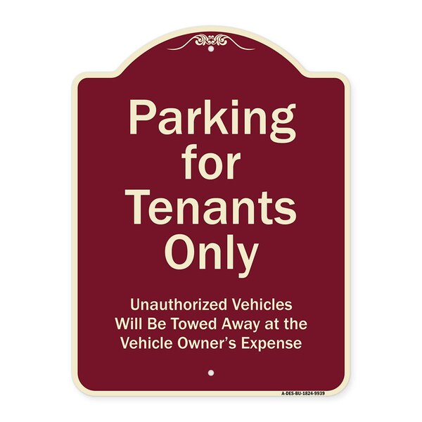 Signmission Designer Series-Parking For Tenants Only Unauthorized Vehicles Towed Away, 24" x 18", BU-1824-9939 A-DES-BU-1824-9939 - main